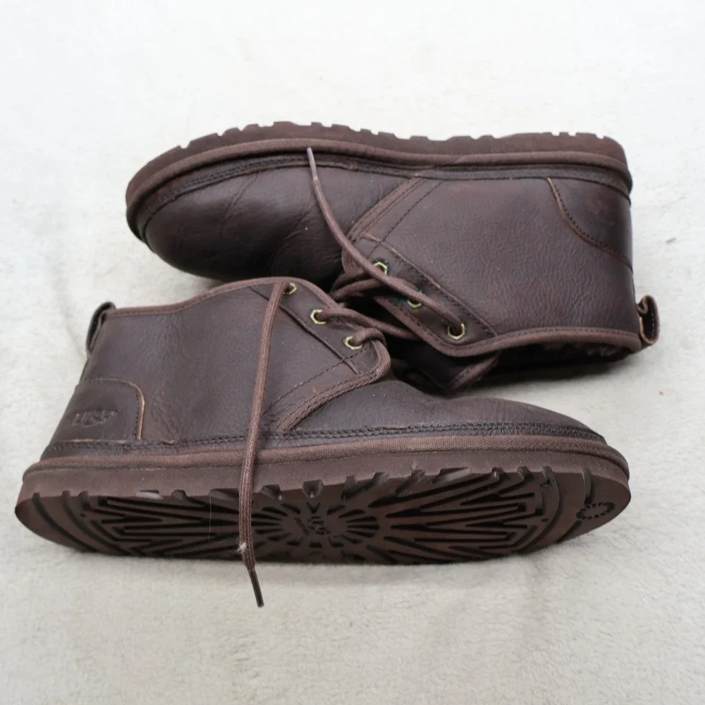 UGG Mens 9 Chukka Boots Brown Neumel Leather Lace Up Rugged Waterproof 1008908